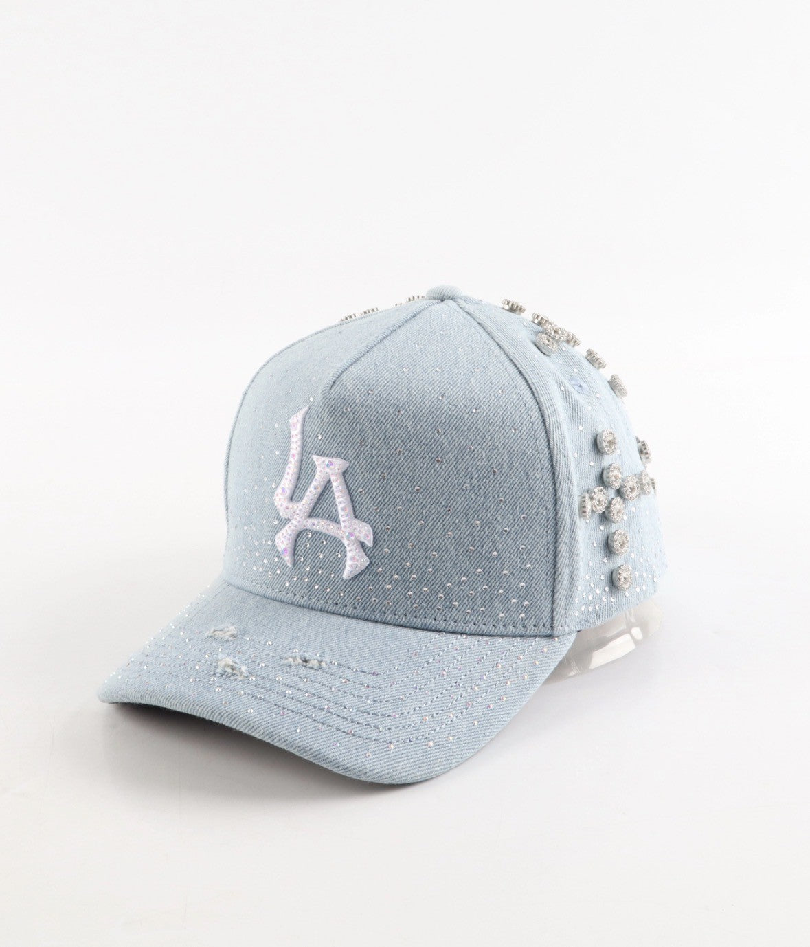 Drop 1 LA Rhinestone Denim Cap – Front