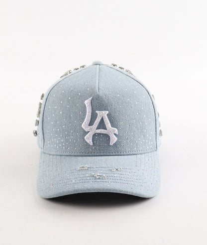 Drop 1 LA Rhinestone Denim Cap – Front zoom