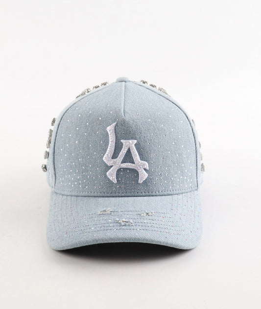Drop 1 LA Rhinestone Denim Cap – Front zoom