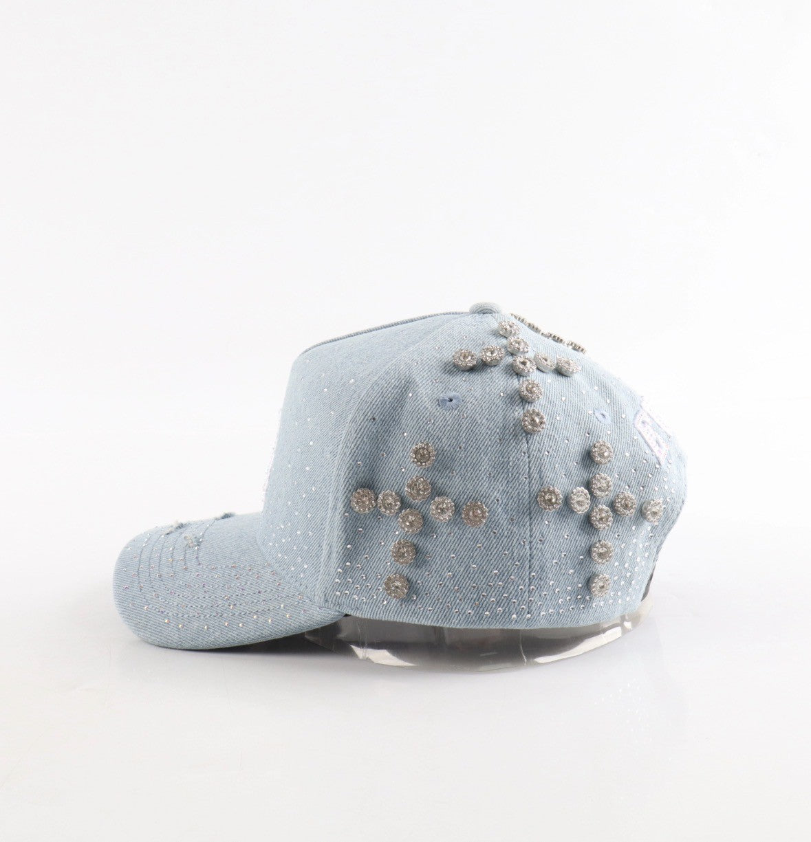 Drop 1 LA Rhinestone Denim Cap – Left side